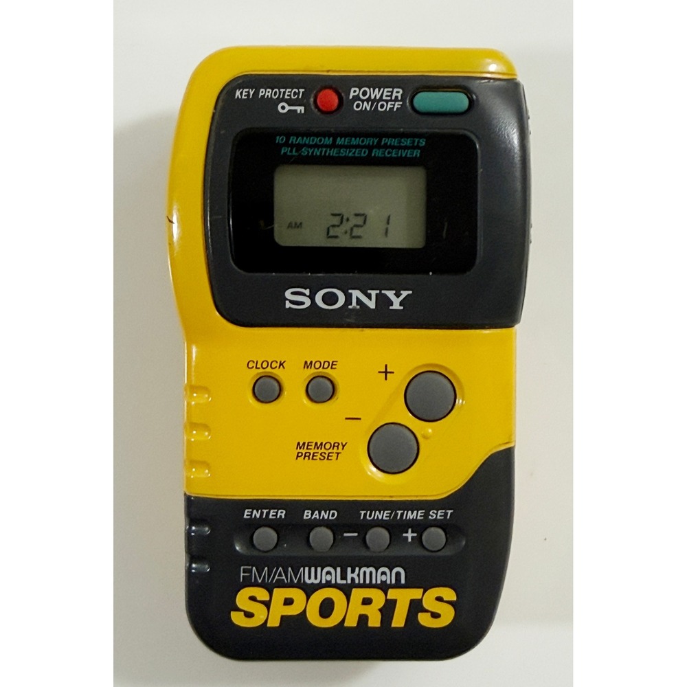 Sony Sports Walkman Radio  Yellow FM AM PLL Synthesized Receiver SRF-M70